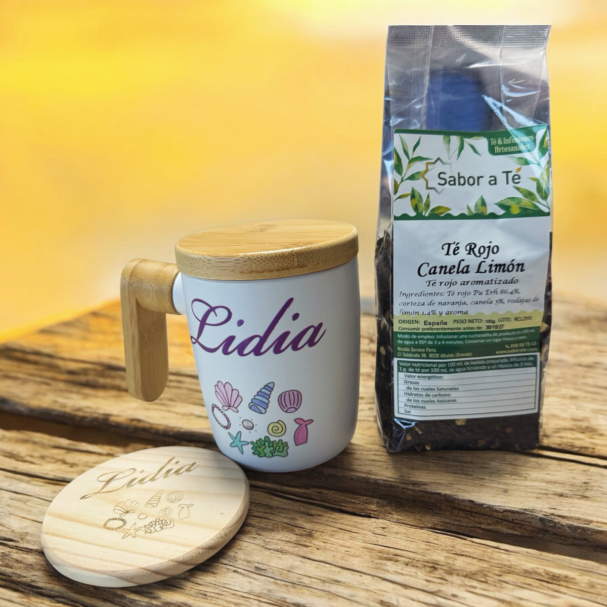 Pack de té con Taza y Posavasos