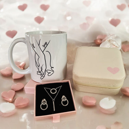 San Valentín Taza + Joyero + Conjunto de Joyas