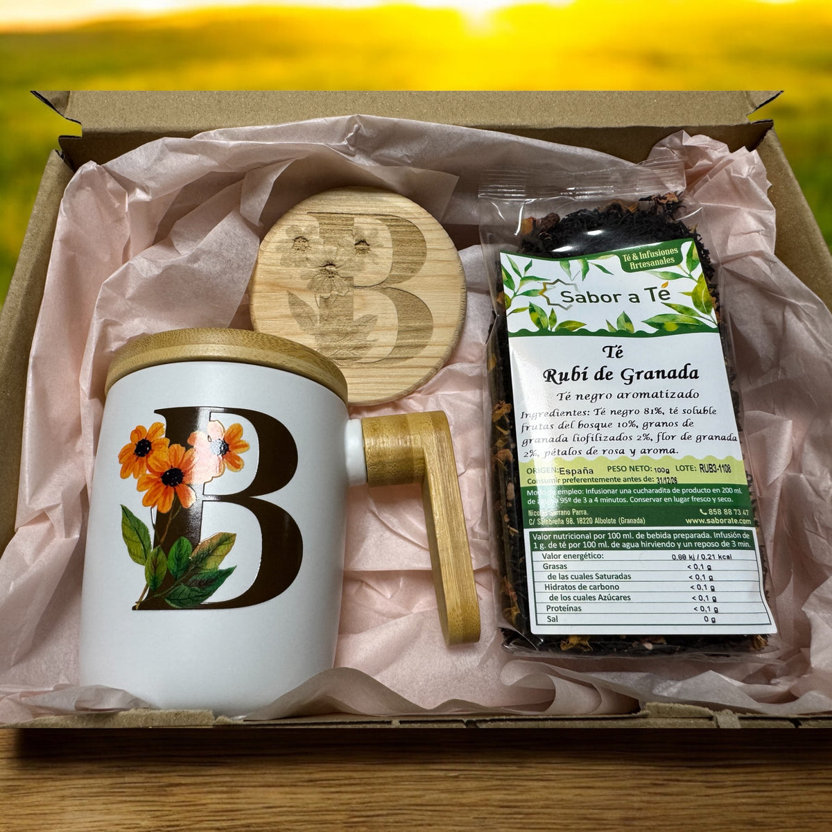 Pack de té con Taza y Posavasos